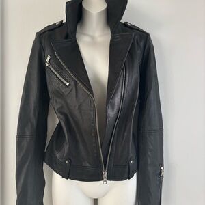 Joe's Jeans Dark Leather Moto Jacket